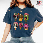 Creepy Ice Cream Skull T-Shirt Unisex Cool Halloween Party Gift Teens Adults
