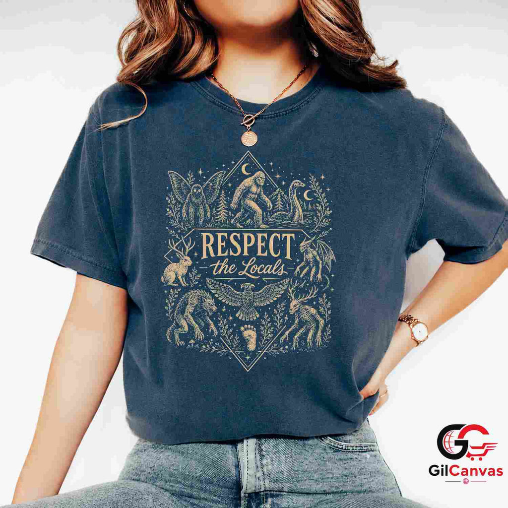 Cryptid Legend Respect Local T-Shirt Mothman Bigfoot Unisex Halloween Apparel