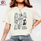 Cute Cat Illustration T-Shirt Feline Lover Perfect Gift Idea Women Men Shirt