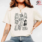 Cute Cat Illustration T-Shirt Feline Lover Perfect Gift Idea Women Men Shirt