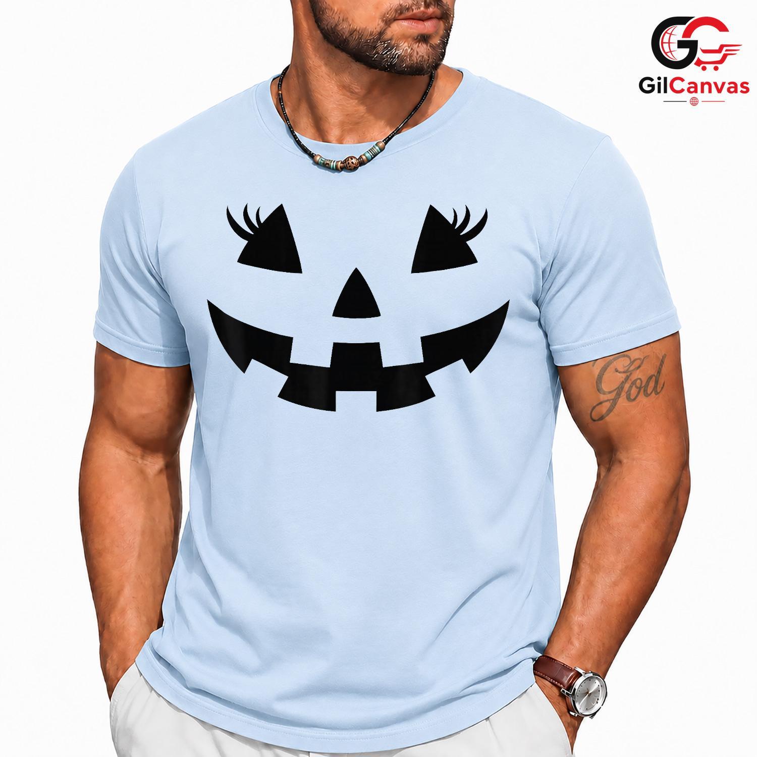 Cute Pumpkin Face Halloween T-Shirt Unisex Spooky Fall Celebration Gift Kids