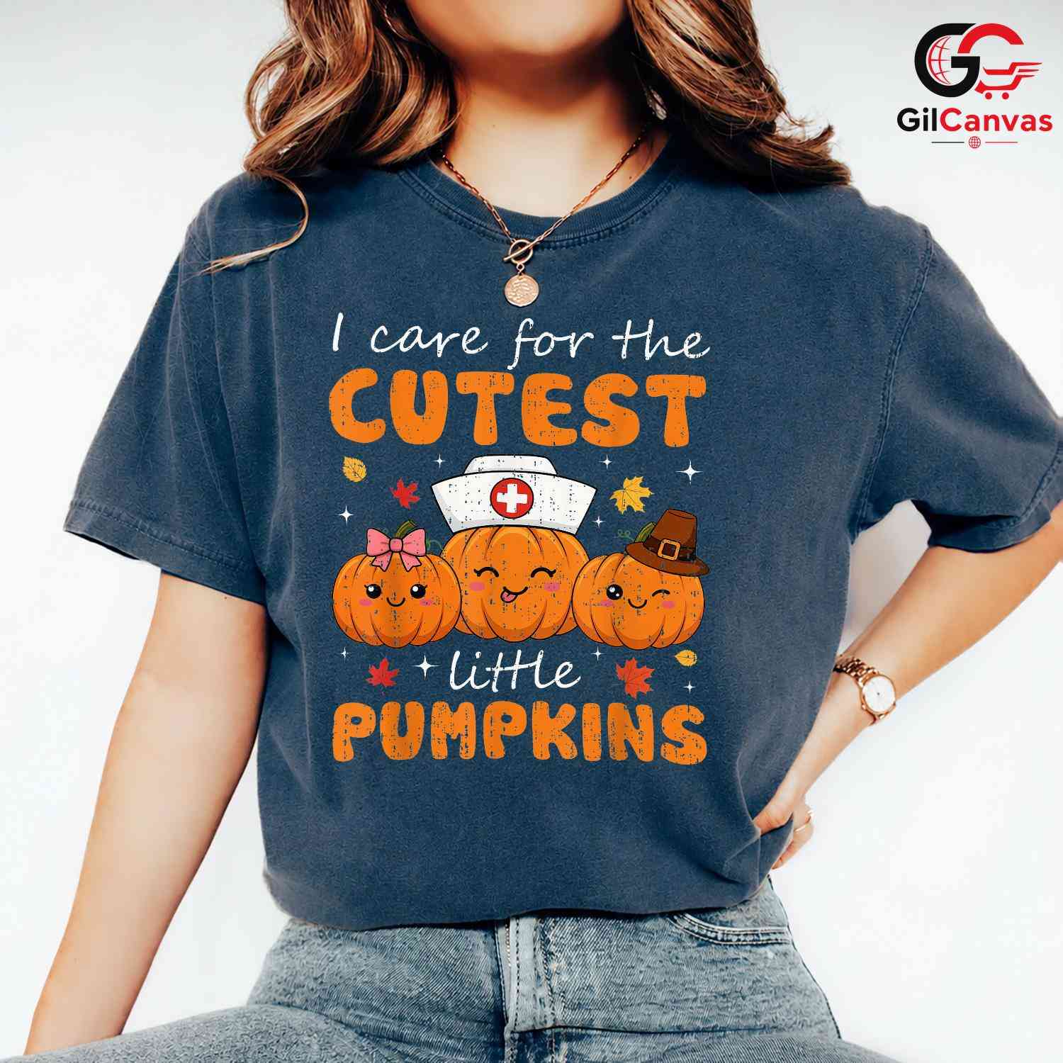 Cute Pumpkin Nurse T-Shirt Unisex Fun Fall Halloween Medical Gift For Kids