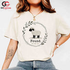 Cute Sheep Found T-Shirt Spring Celebration Custom Unisex Graphic Tee Gift