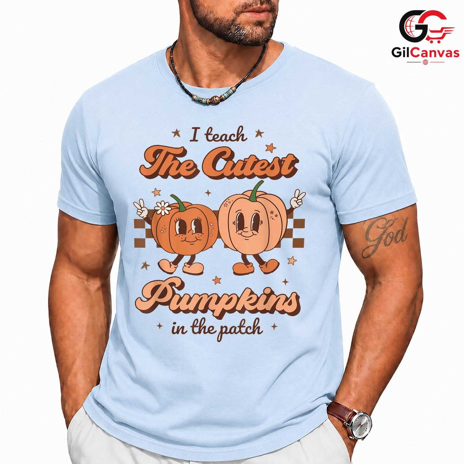 Cutest Pumpkins Patch T-Shirt Unisex Retro Groovy Autumn Teacher Fall Gift