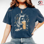 Drink Raccoon Summer T-Shirt Men Women Animal Lover Cool Graphic Vacation Shirt