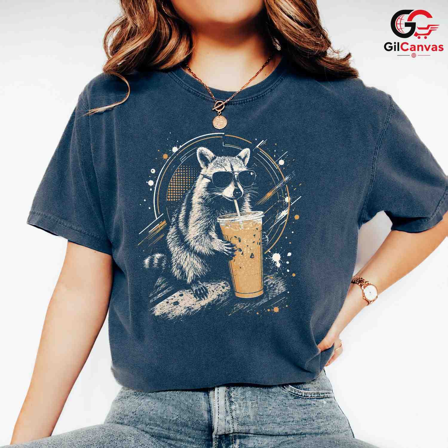 Drink Raccoon Summer T-Shirt Men Women Animal Lover Cool Graphic Vacation Shirt