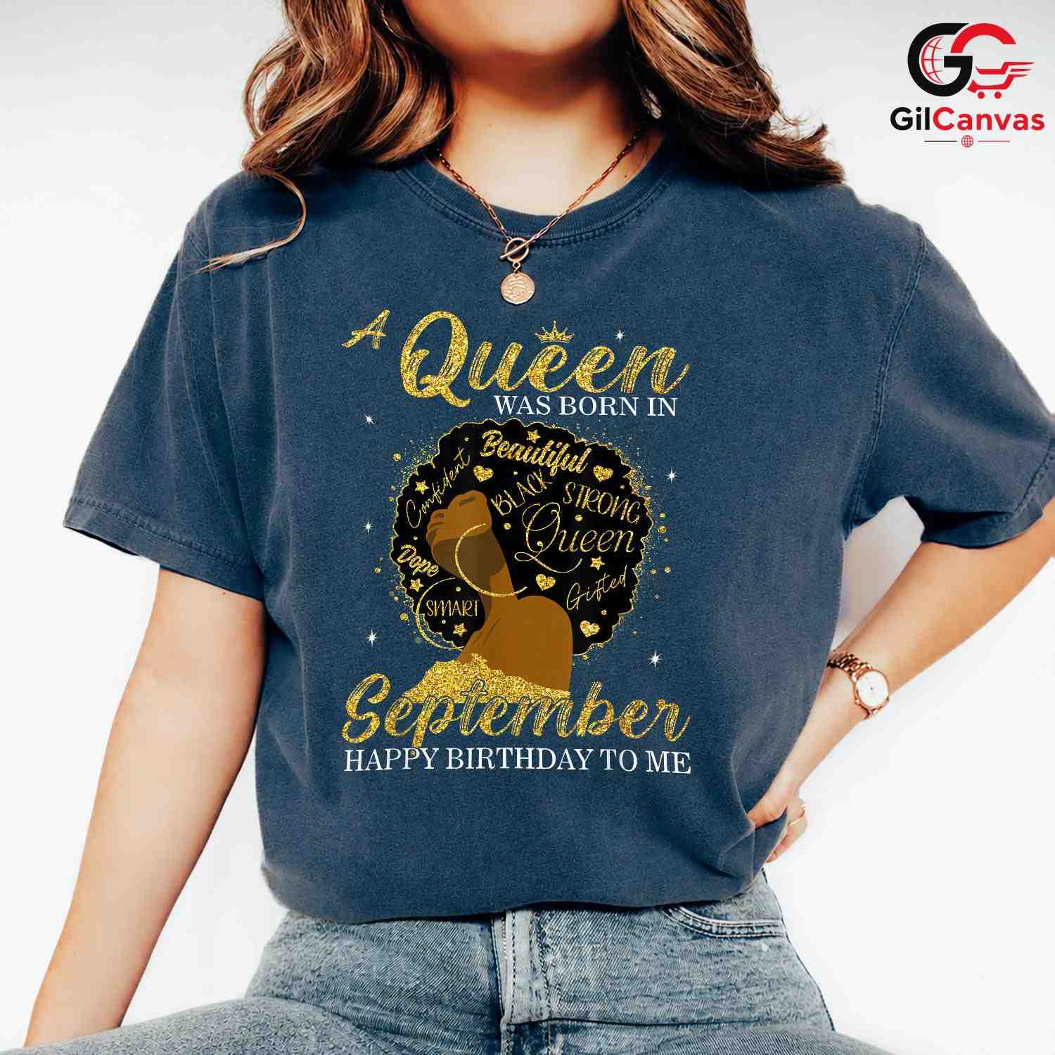 Empowered Black Queen Fall Tee Unisex September Afro Girl Birthday Gift Idea