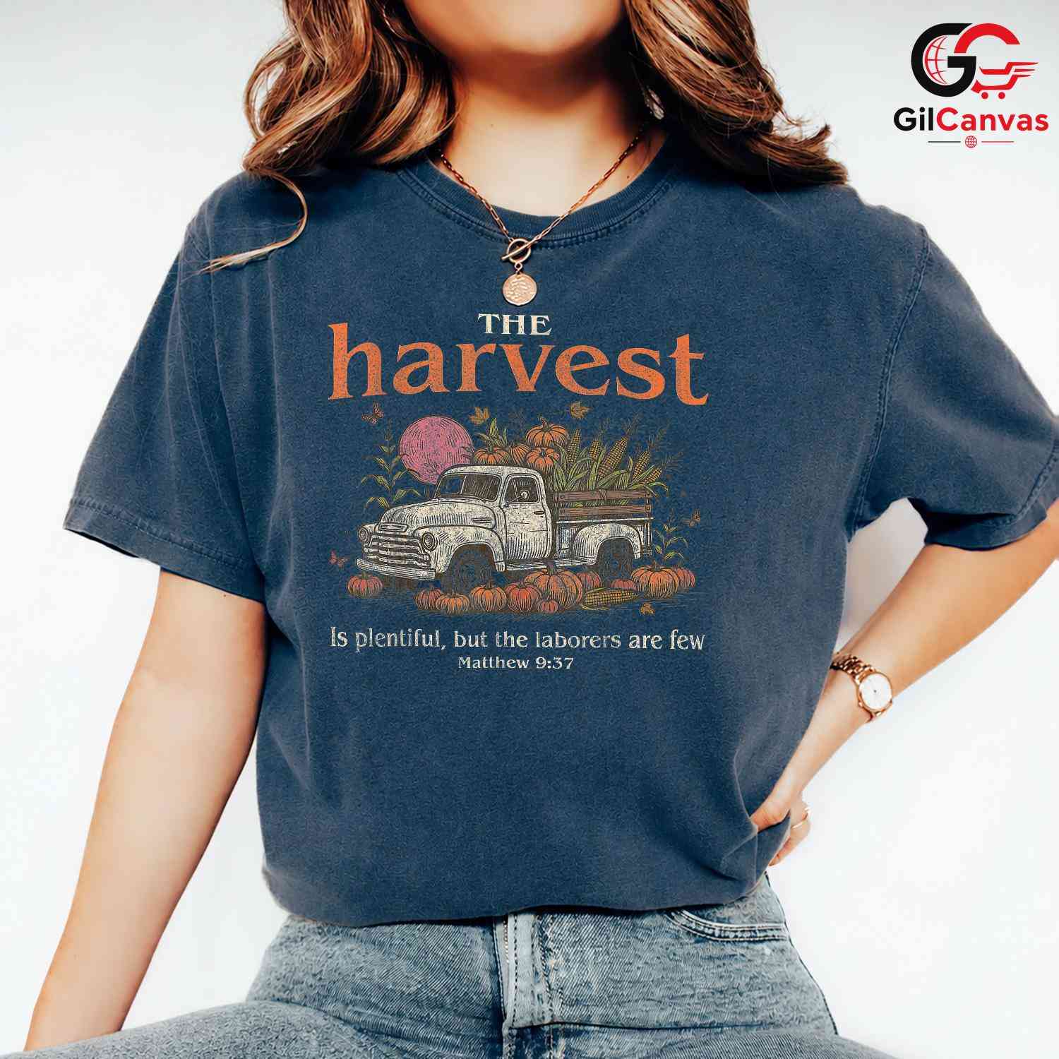 Faith Harvest Truck T-Shirt Unisex Vintage Pumpkin Thanksgiving Autumn Gift