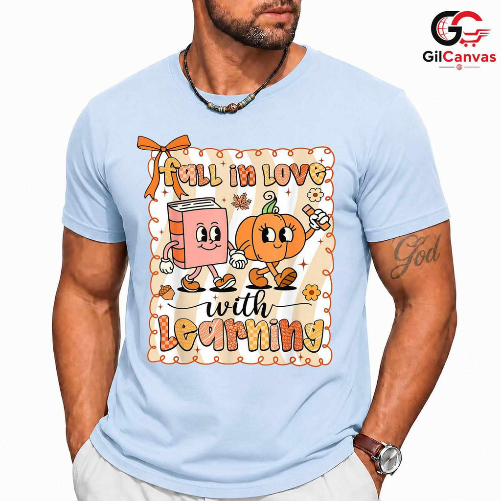 Fall Learning Pumpkin T-Shirt Unisex Cute Book Education Back To School Gift