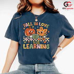 Fall Pumpkin Leaf T-Shirt Unisex Cute Autumn Learning Education Gift Kids