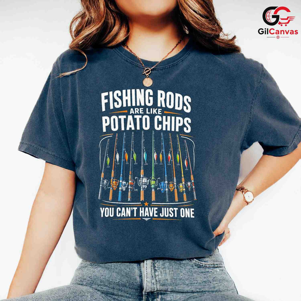 Fishing Day Graphic T-Shirt Sporty Rods Chips Enthusiast Fun Unisex Apparel