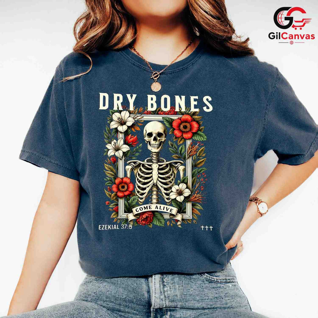 Floral Skeleton Fall Tee Shirt Unisex Spooky Halloween Event Gift For Adults