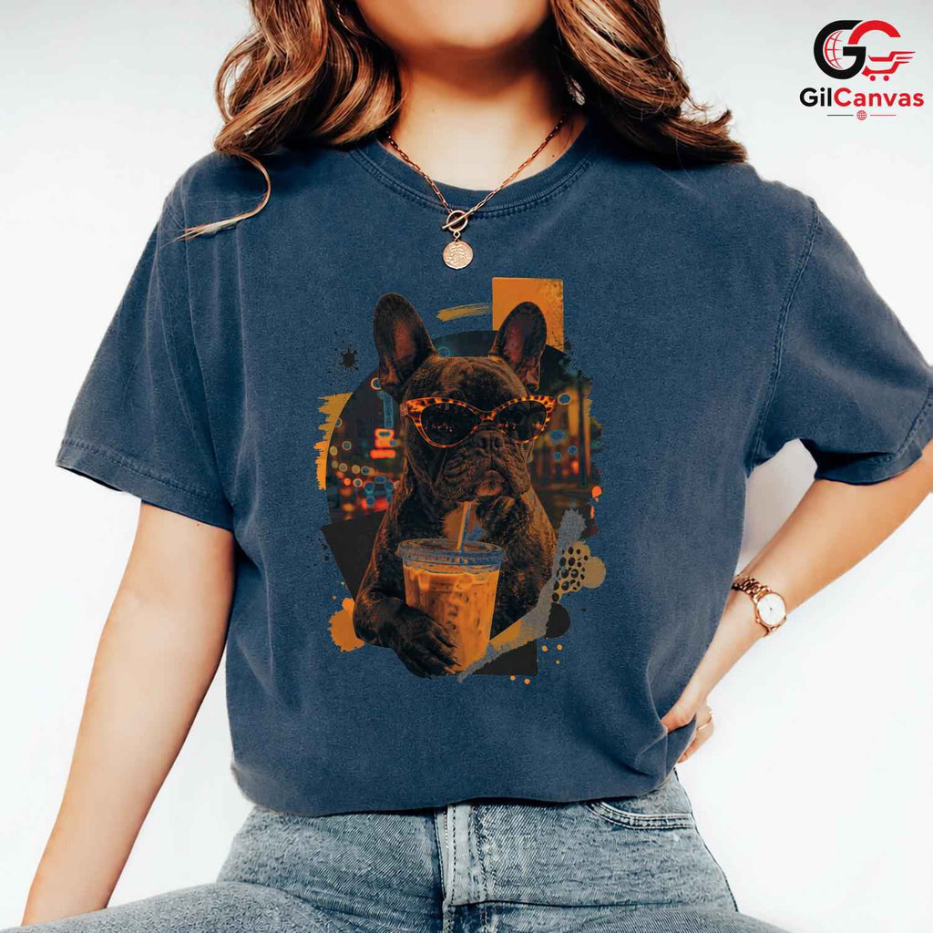 French Bulldog Coffee T-Shirt Dog Owner Pet Lover Unisex Fun Graphic Tee