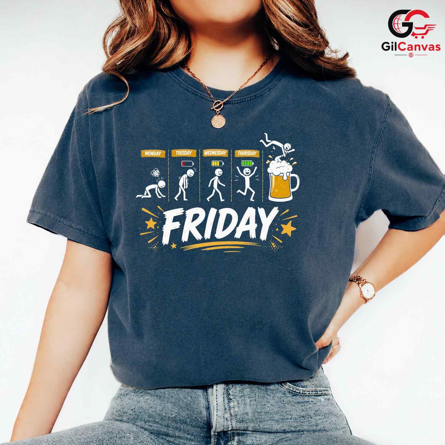 Friday Stickman Beer Mug T-Shirt Funny Weekend Party Unisex Graphic Apparel Tee
