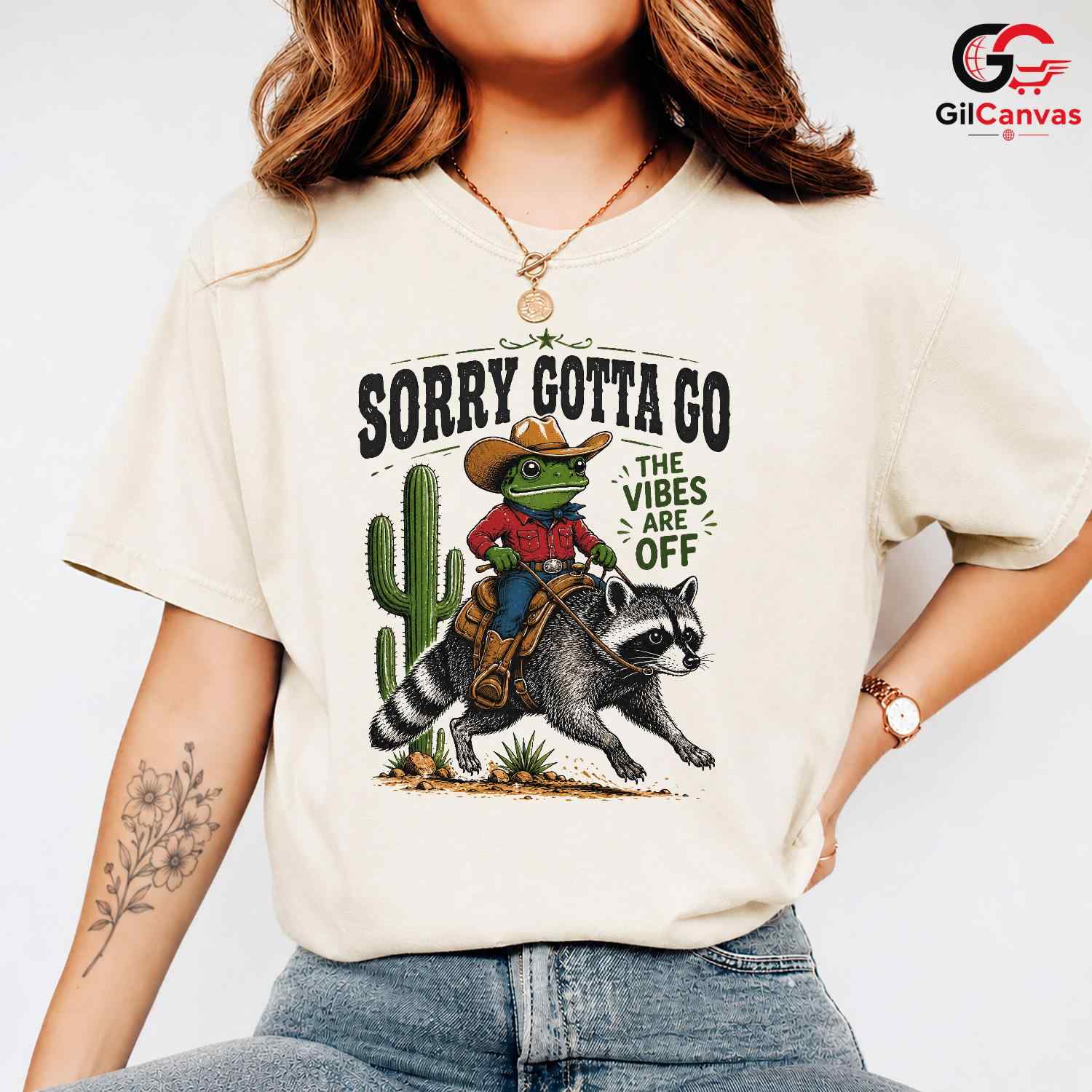 Frog Cowboy Raccoon T-Shirt Humorous Animal Graphic Perfect Unisex Gift Tee