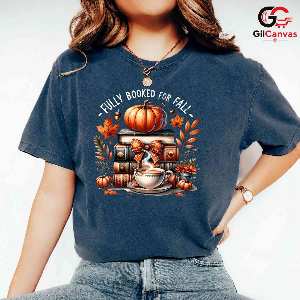 Fully Booked Fall T-Shirt Unisex Perfect Cozy Autumn Reading Gift Bookworms