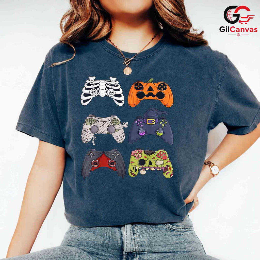 Gaming Controller Spooky T-Shirt Unisex Fun Halloween Gamer Gift Idea For Kids