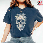 Gothic Floral Skull T-Shirt Dark Academia Halloween Unisex Celebration Apparel