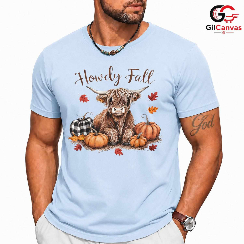 Highland Cow Fall T-Shirt Unisex Cute Autumn Celebration Gift For All Ages