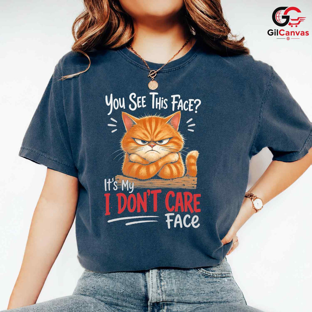 I Dont Care Grumpy Cat T-Shirt Sarcastic Everyday Humor Unisex Feline Lover Tee
