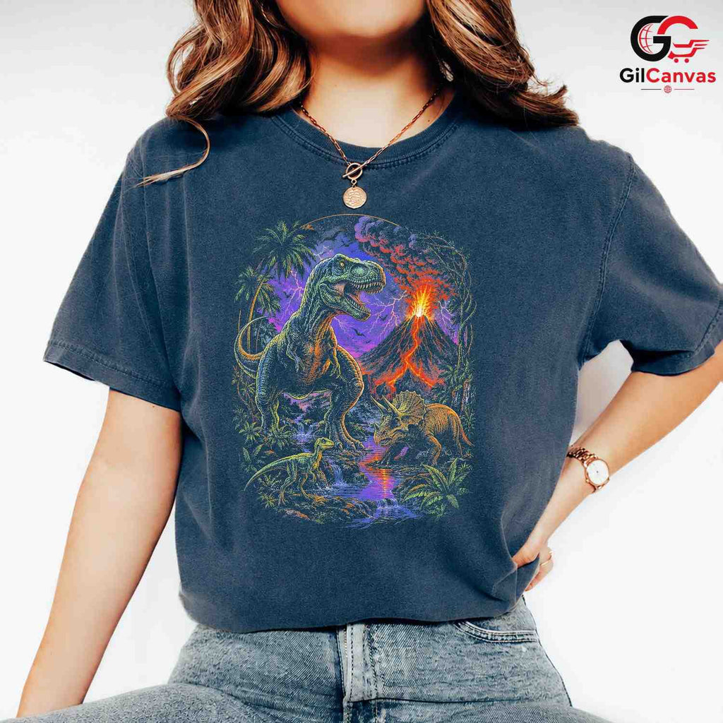 Kids Dinosaur Graphic T-Shirt Rex Triceratops Adventure Lover Boys Girls Tee