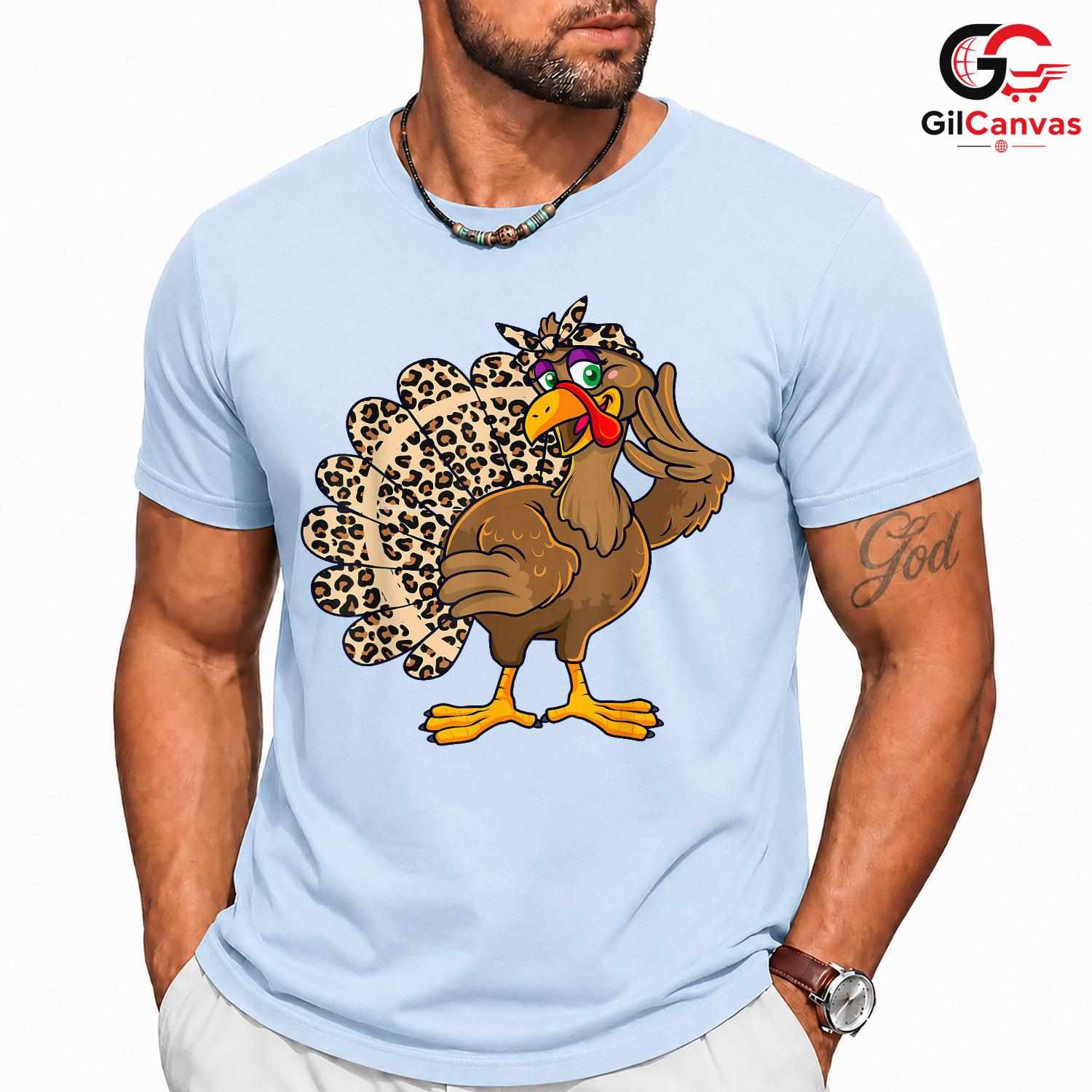 Leopard Print Turkey Fall T-Shirt Unisex Funny Thanksgiving Animal Lover Gift