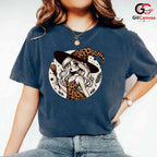 Leopard Print Witch Girl T-Shirt Unisex Spooky Season Costume Gift For Women