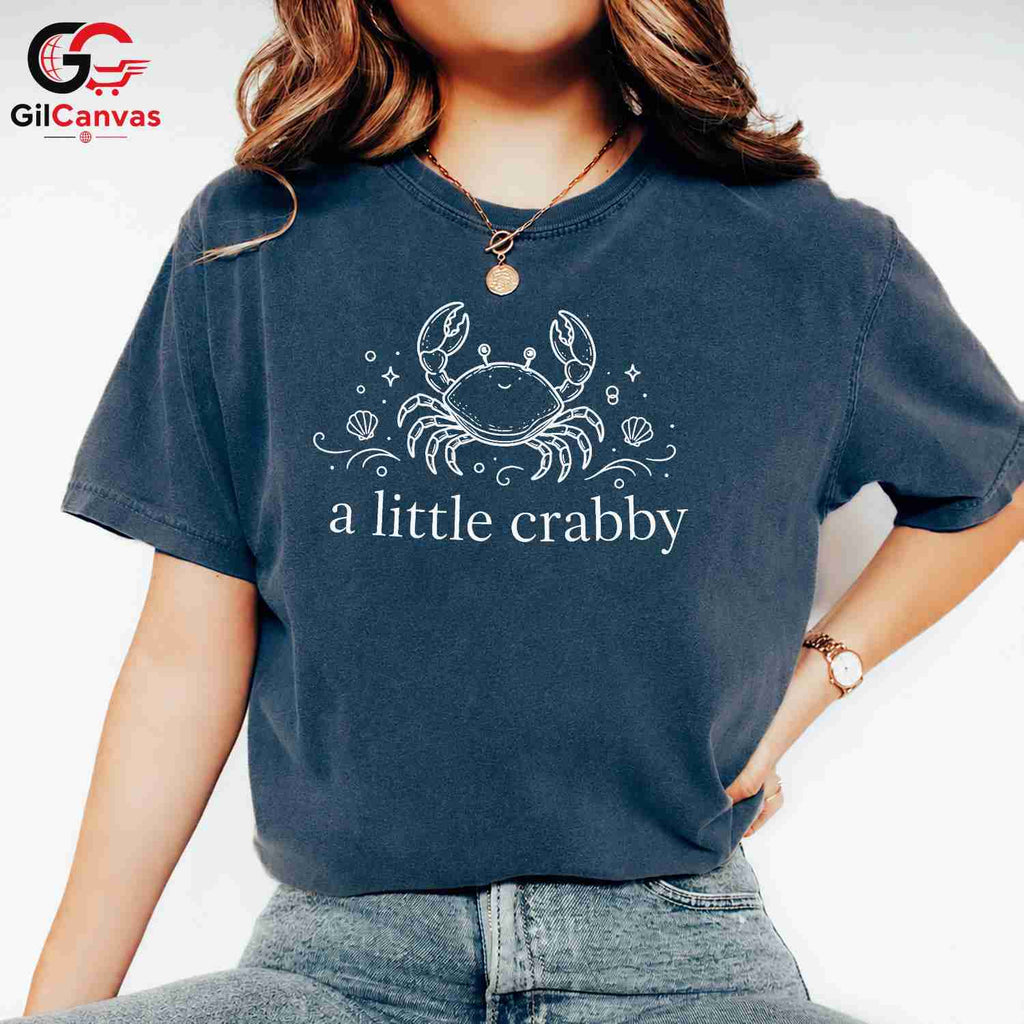 Little Crabby Summer T-Shirt Beach Vacation Humor Women Apparel Unisex Tee
