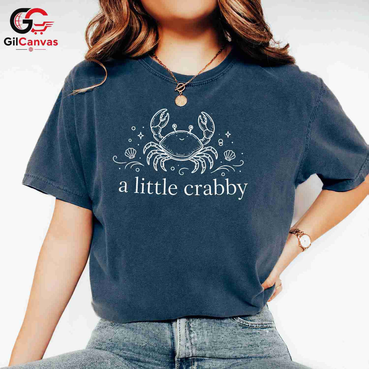 Little Crabby Summer T-Shirt Beach Vacation Humor Women Apparel Unisex Tee