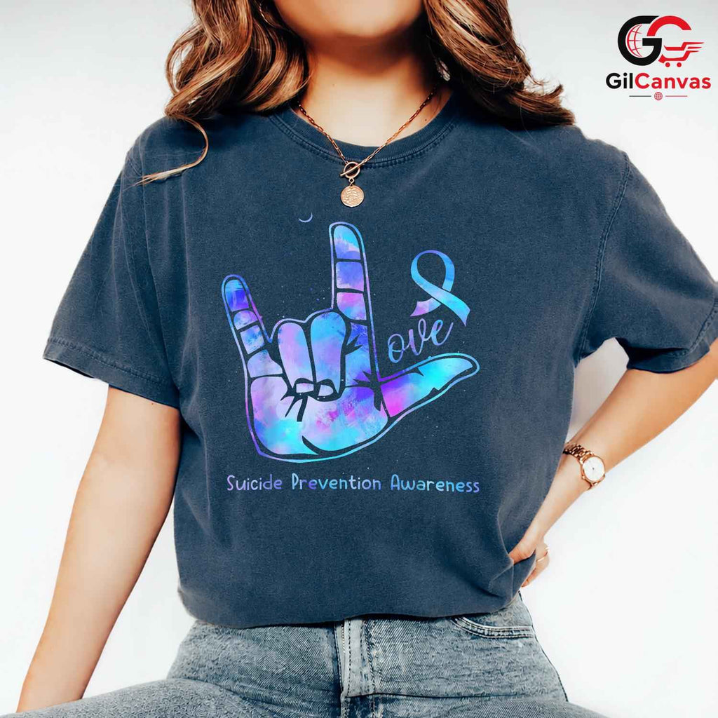 Love Hand Sign Prevention Tee Unisex Suicide Awareness Supporter Gift All