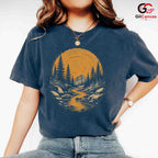 Mountain Forest River T-Shirt Scenic Nature Lover Unisex Adventure Graphic Tee