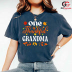 One Thankful Grandma Fall T-Shirt Unisex Autumn Leaves Thanksgiving Gift