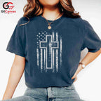Patriotic Cross T-Shirt Unisex Faith Believer Custom Religious Casual Apparel