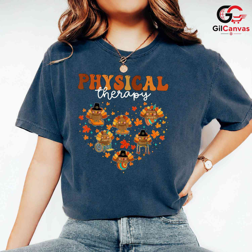 Physical Therapy Turkey Fall T-Shirt Unisex Thanksgiving Rehab Staff Heart Gift