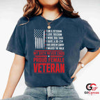 Proud Female Veteran T-Shirt Distressed US Flag Unisex Military Service Apparel