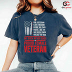 Proud Female Veteran T-Shirt Distressed US Flag Unisex Military Service Apparel