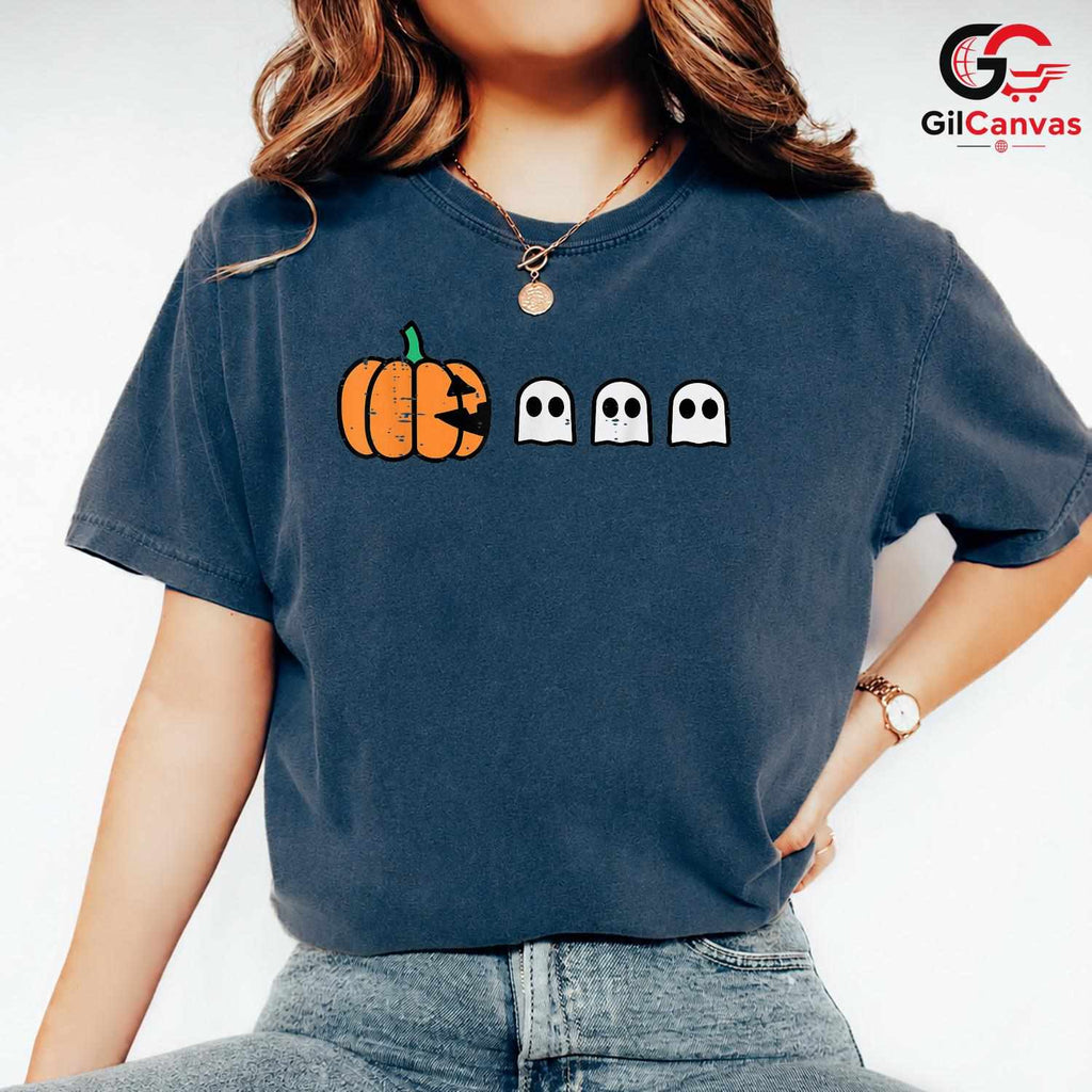 Pumpkin Ghosts Spooky T-Shirt Unisex Fun Halloween Event Gift For All Ages