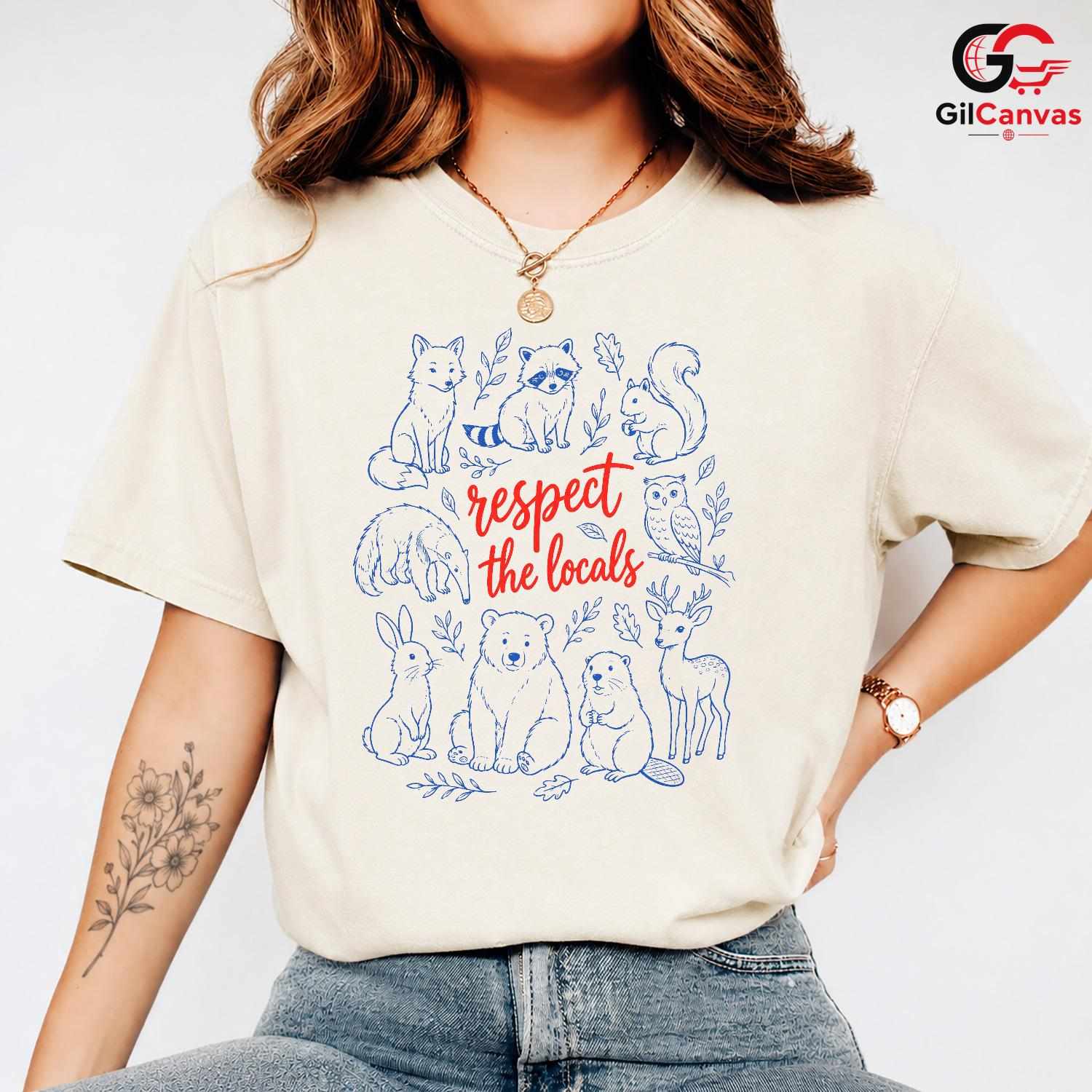 Respect Locals Wildlife Tee Eco Friendly Cute Animal Graphic Unisex Apparel