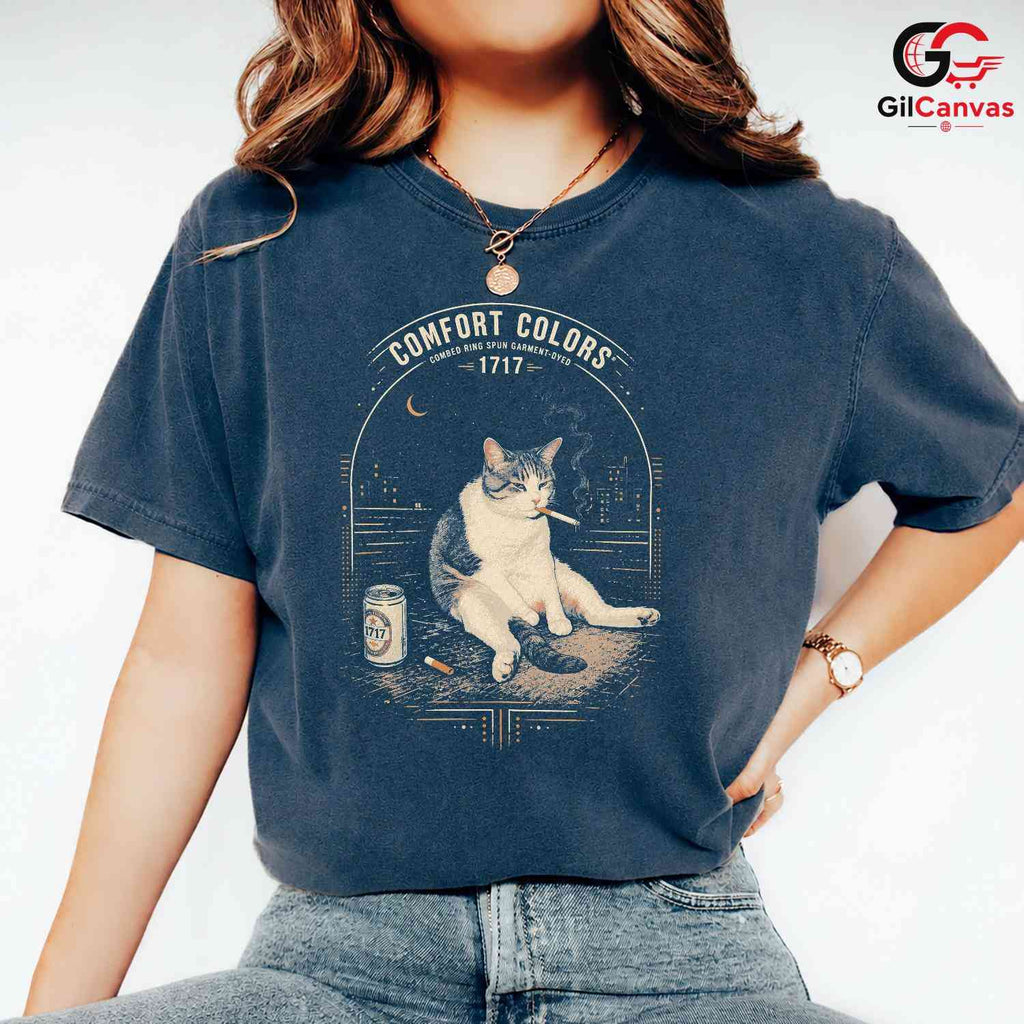 Retro Vintage Cool Cat T-Shirt Unisex Casual Wear Feline Lover Graphic Apparel Tee