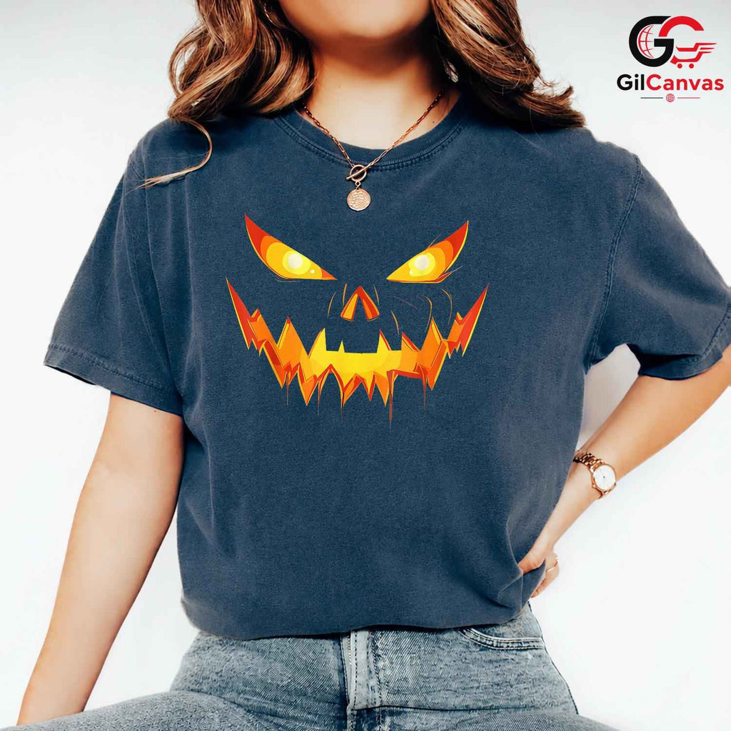 Scary Jack O Lantern Face T-Shirt Unisex Spooky Fall Costume Gift For Adults
