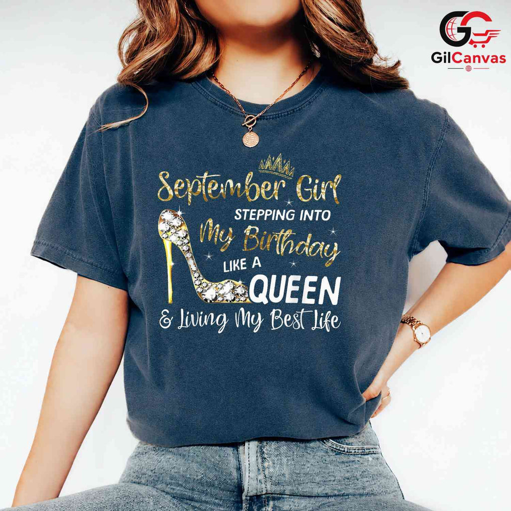 September Girl Glamorous T-Shirt Unisex Sparkling Zodiac Birthday Gift For Her