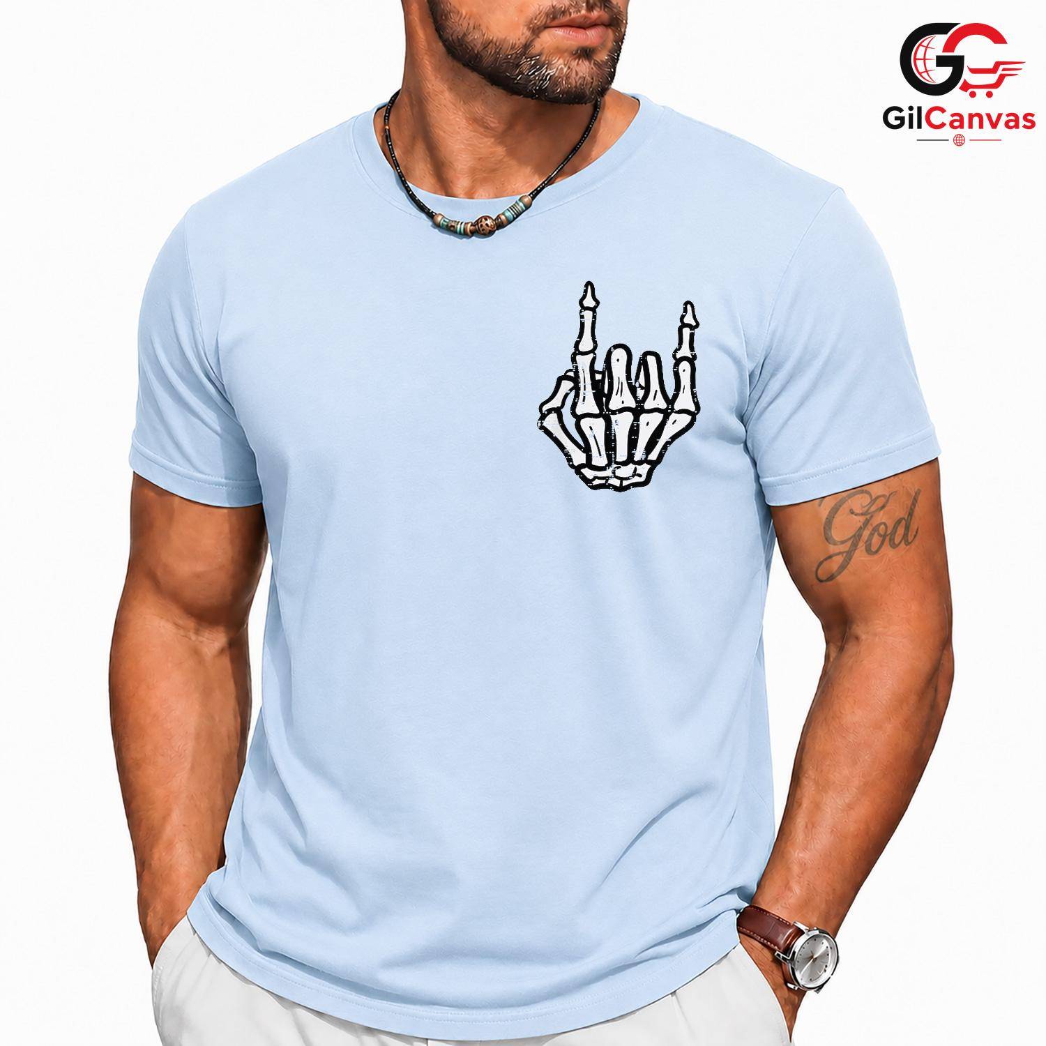Skeleton Hand Rock On Tee Shirt Unisex Awesome Music Lover Gift Idea Teens