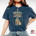 Somebodys Feral Aunt Raccoon T-Shirt Sassy Leopard Print Unisex Graphic Apparel