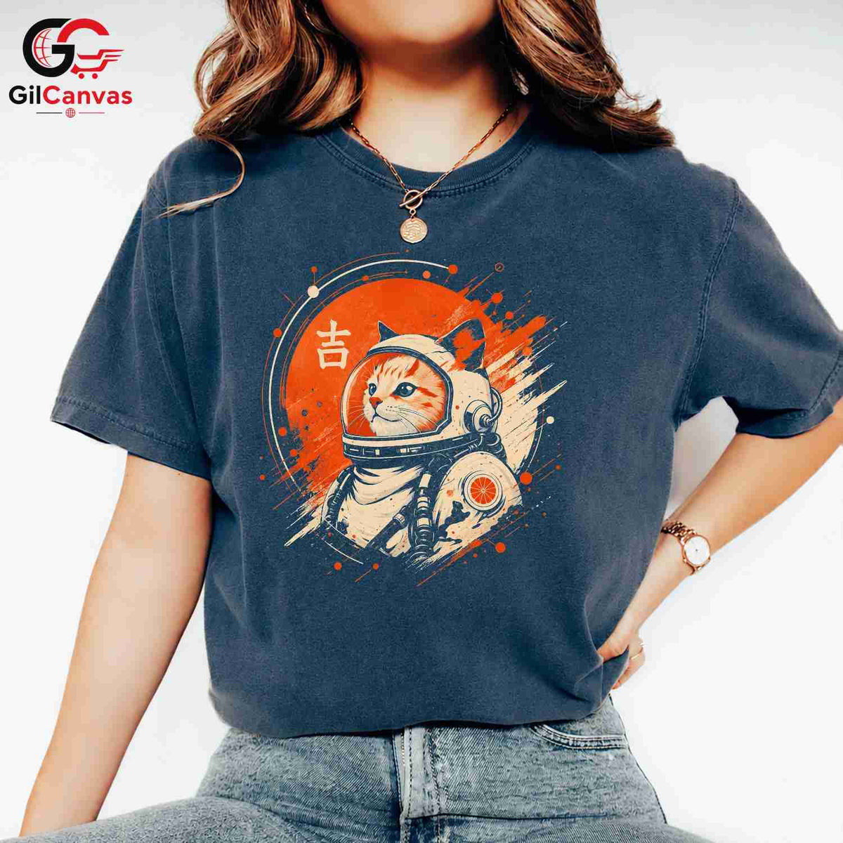 Space Astronaut Cat T-Shirt Unisex Cool Graphic Funny Feline Lover Design Tee