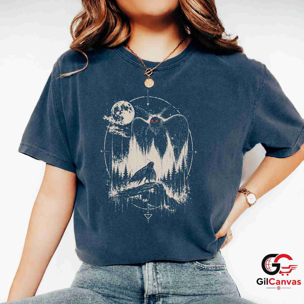 Spooky Moth Owl Graphic T-Shirt Halloween Nature Adventure Unisex Apparel