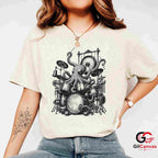 Steampunk Octopus Drum T-Shirt Concert Festival Band Unisex Musician Gift Tee