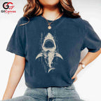 Summer Shark Beach T-Shirt Ocean Lover Adventure Apparel Unisex Graphic Tee