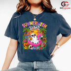 Summerween Vibes Ghost Tee Shirt Unisex Fun Halloween Gift For Kids And Adults