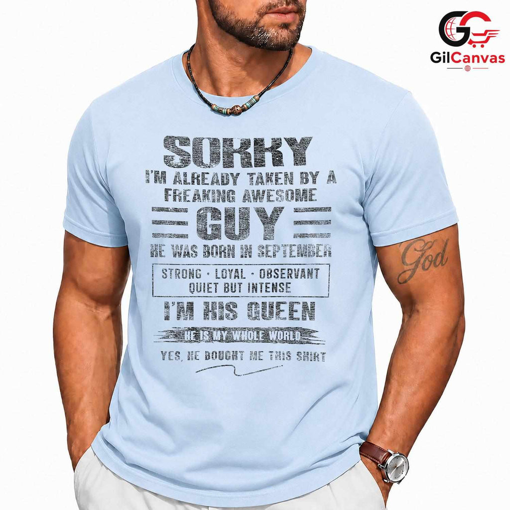 Taken By Awesome Guy Fall Tee Unisex September Birthday Relationship Gift