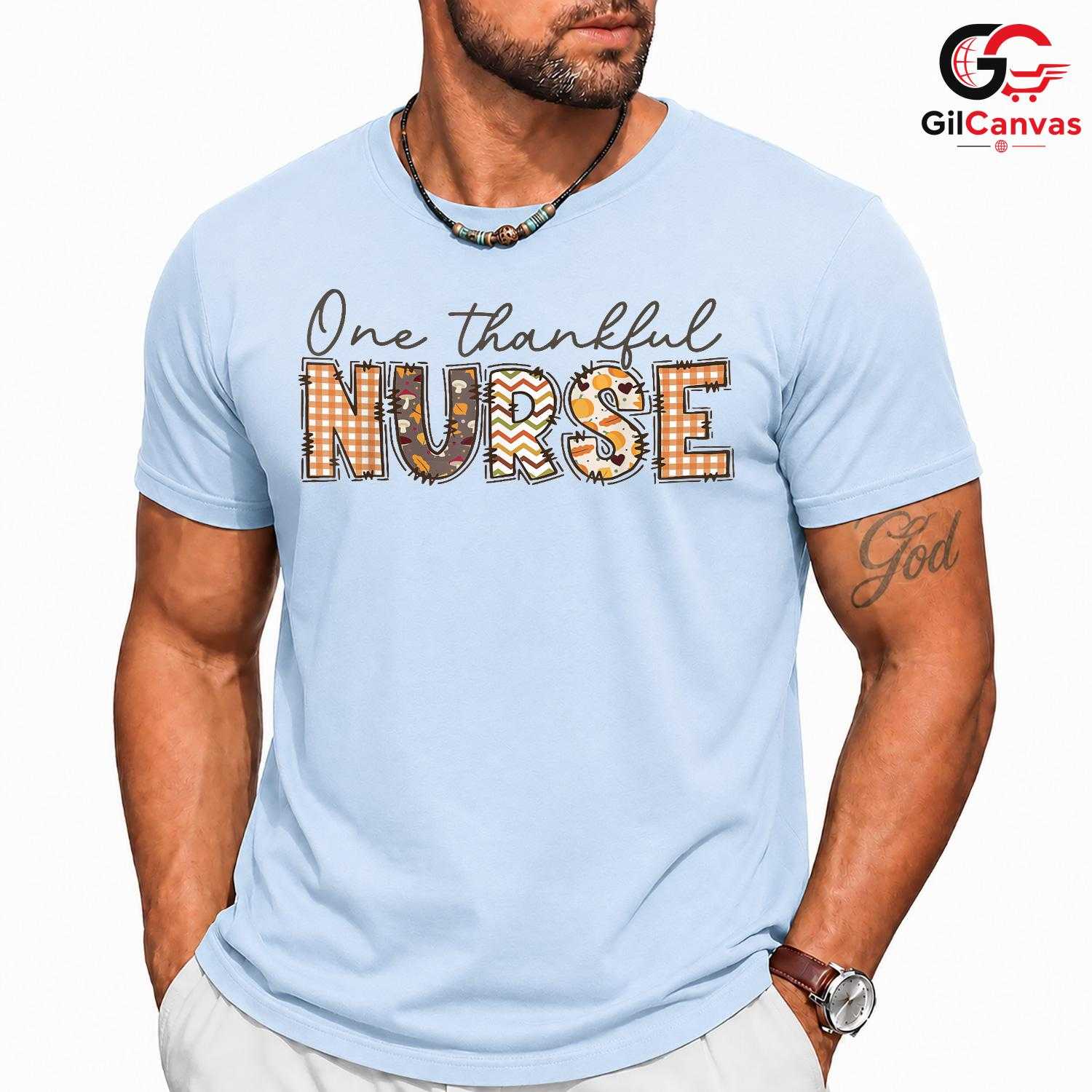 Thankful Nurse Fall T-Shirt Unisex Healthcare Worker Medical Perfect Gift